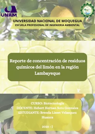 Reporte de concentración de residuos químicos del limón en la región Lambayeque