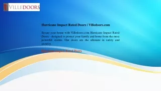 Hurricane Impact Rated Doors  Villedoors.com