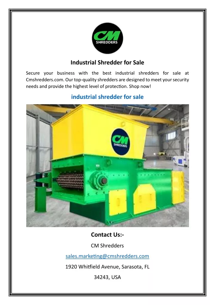 industrial shredder for sale