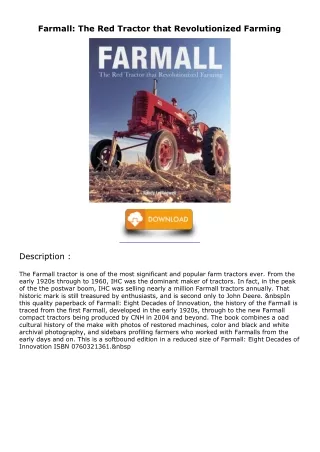 DOWNLOAD/PDF Farmall: The Red Tractor that Revolutionized Farming ebooks