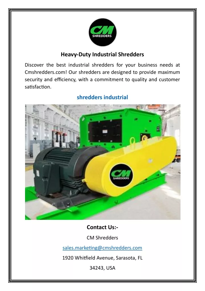 heavy duty industrial shredders