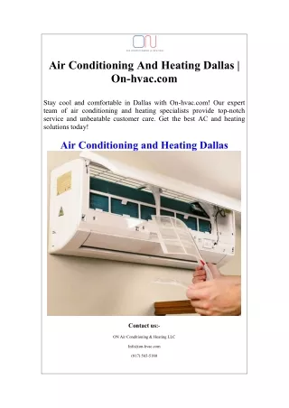 Air Conditioning And Heating Dallas  On-hvac.com
