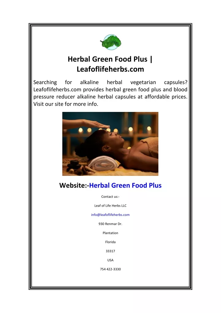 herbal green food plus leafoflifeherbs com