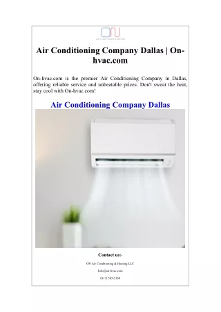 Air Conditioning Company Dallas  On-hvac.com