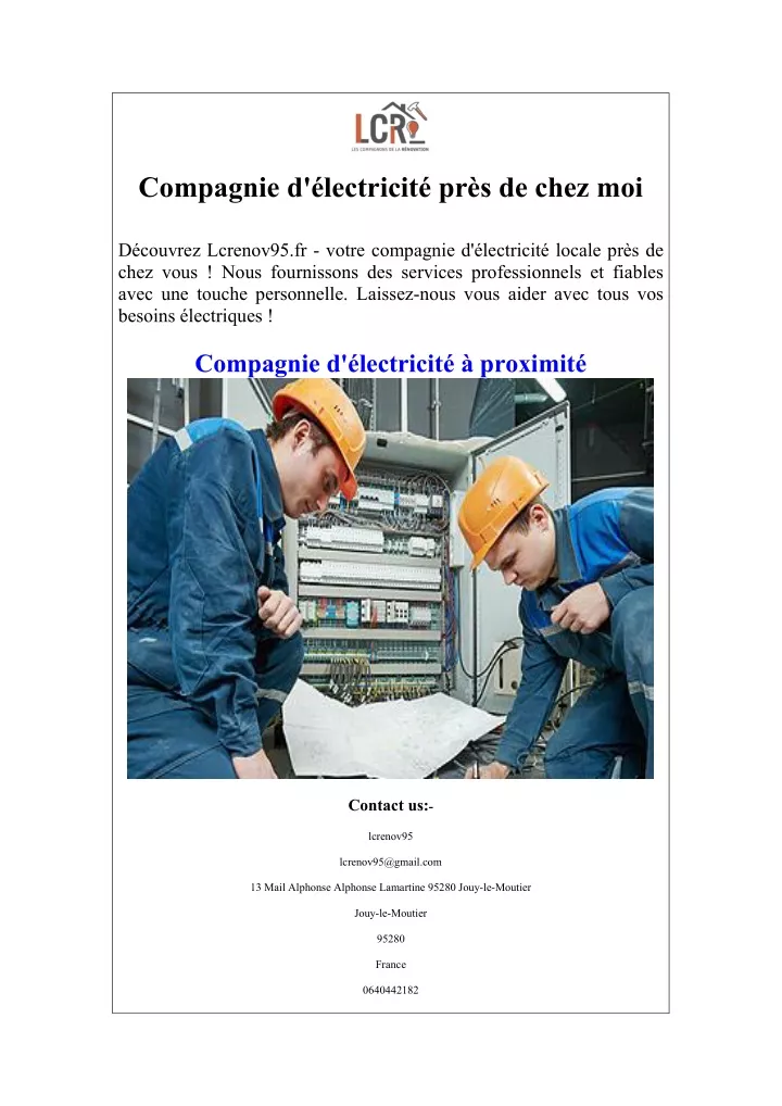 compagnie d lectricit pr s de chez moi