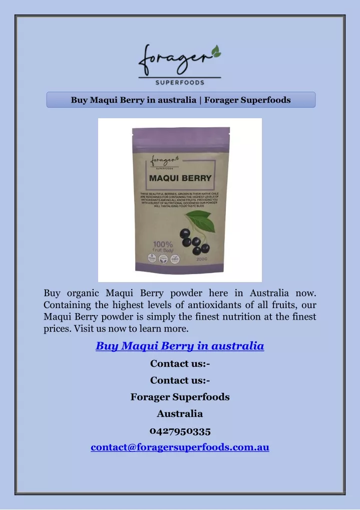 buy maqui berry in australia forager superfoods