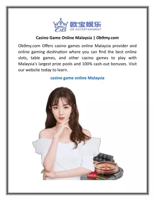 Casino Game Online Malaysia | Ob9my.com