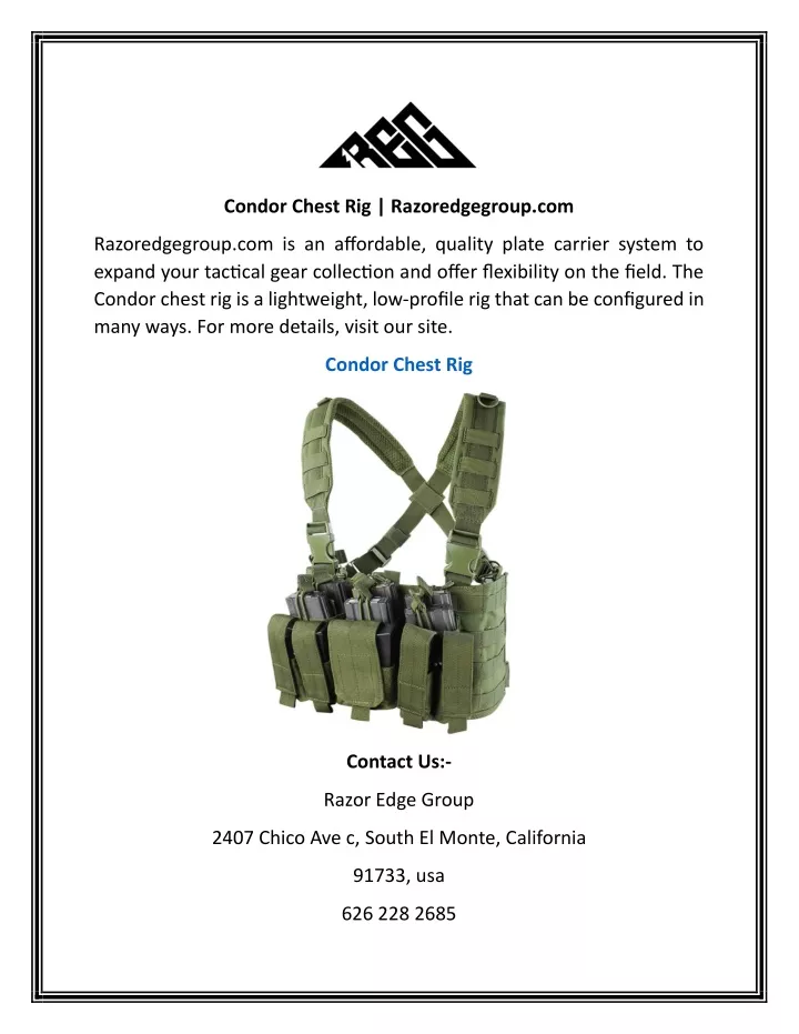 condor chest rig razoredgegroup com