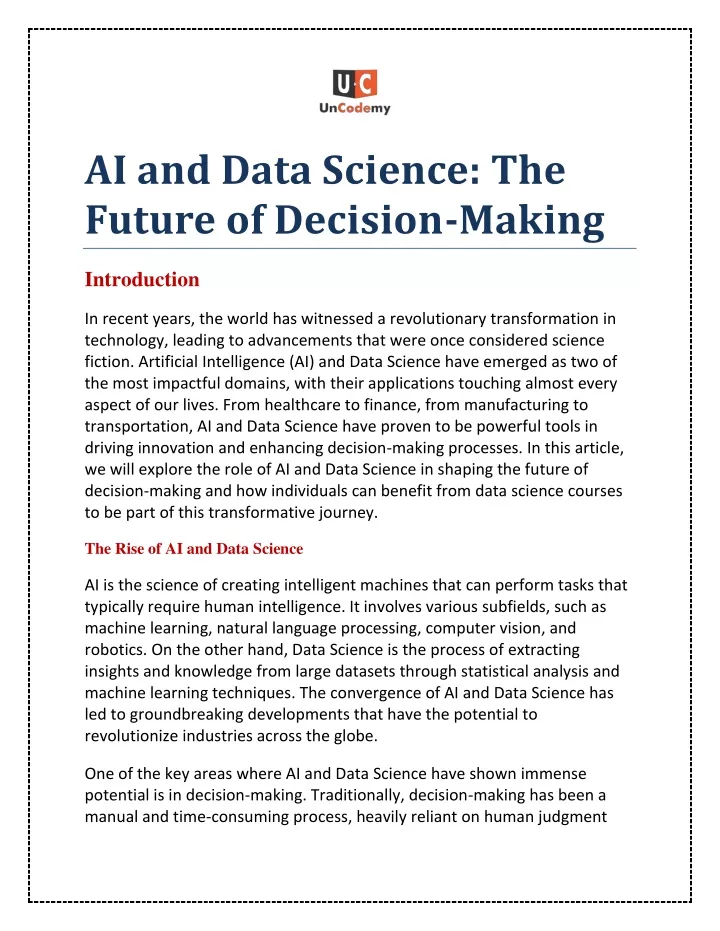 ai and data science the future of decision making