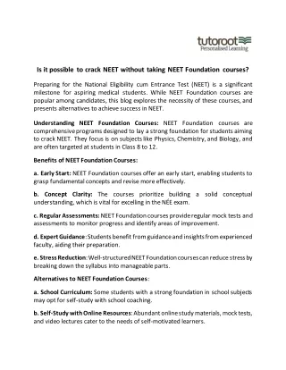 is it possible to crack neet without taking neet
