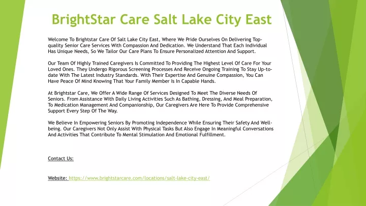 brightstar care salt lake city east