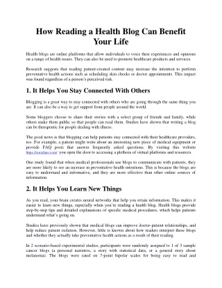 how reading a health blog can benefit your life