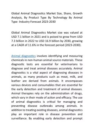 global animal diagnostics market size share