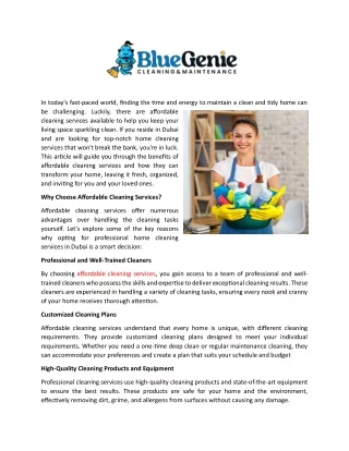 Home Cleaning Services in Dubai - bluegenie.ae