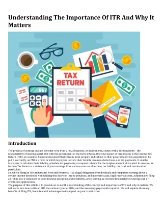 Understanding The Importance Of ITR And Why It Matters