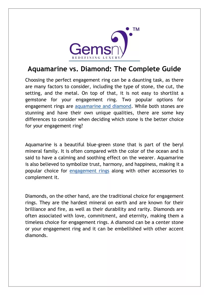 aquamarine vs diamond the complete guide