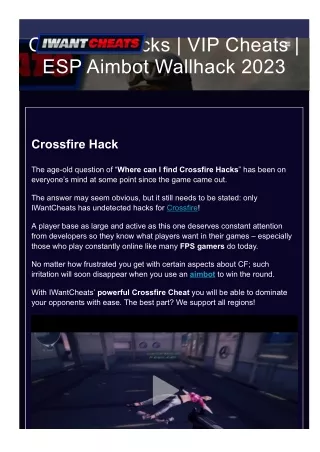 Crossfire Hacks  VIP Cheats  ESP Aimbot Wallhack 2023