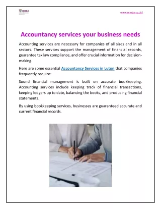 Accountancy services your business needs