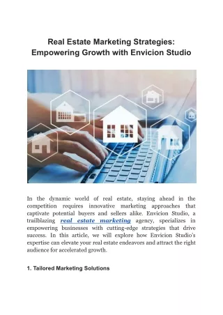 Real Estate Marketing Strategies - Empowering Growth with Envicion Studio