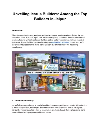 Unveiling Icarus Builders_ Among the Top Builders in Jaipur