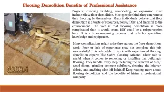Flooring Demolition Benefits of Professional Assistance