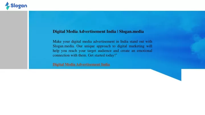 digital media advertisement india slogan media