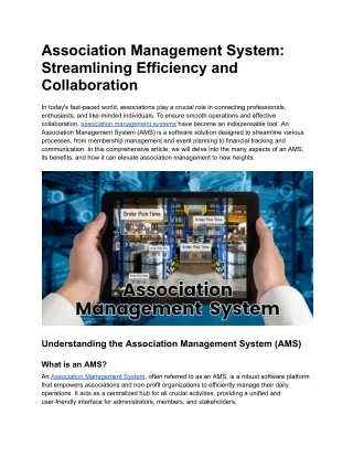 Association Management System_ Streamlining Efficiency and Collaboration