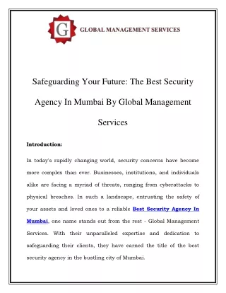 Best Security Agency In Mumbai Call-9833181606