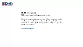 Health Supplements  Kitchenercompoundingpharmacy.com