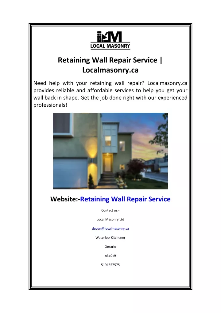 retaining wall repair service localmasonry ca