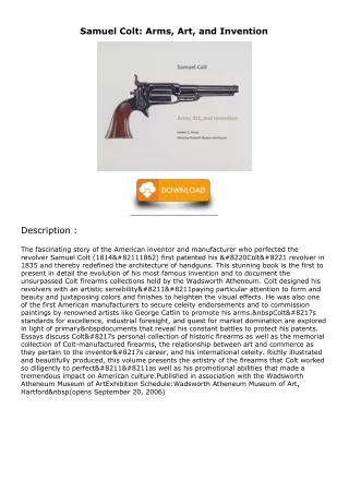 get [PDF] Download Samuel Colt: Arms, Art, and Invention ipad