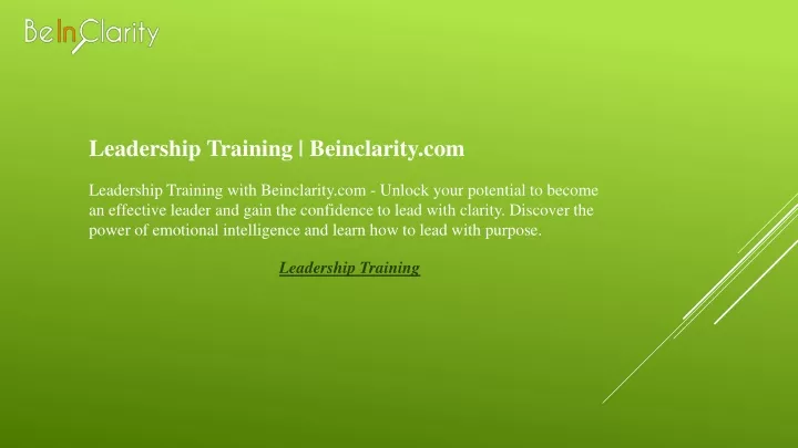 leadership training beinclarity com leadership