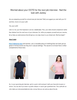 Worried about your OOTD for the next job interview - Nail the look with Jockey