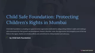 the Number One Childcare NGO Near You - Child Safe Foundation!