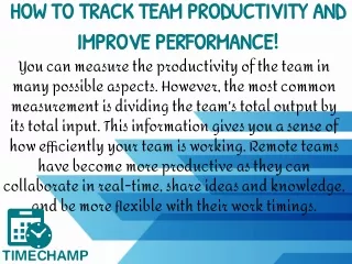 HOW TO TRACK TEAM PRODUCTIVITY AND IMPROVE PERFORMANCE!