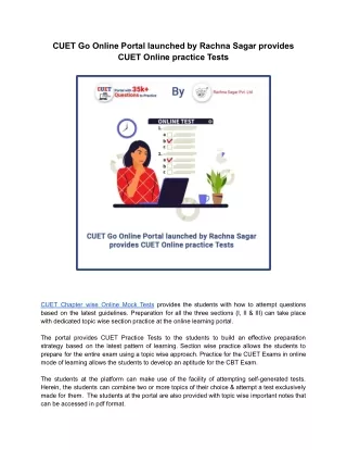 CUET Go Online Portal launched by Rachna Sagar provides CUET Online practice Tests