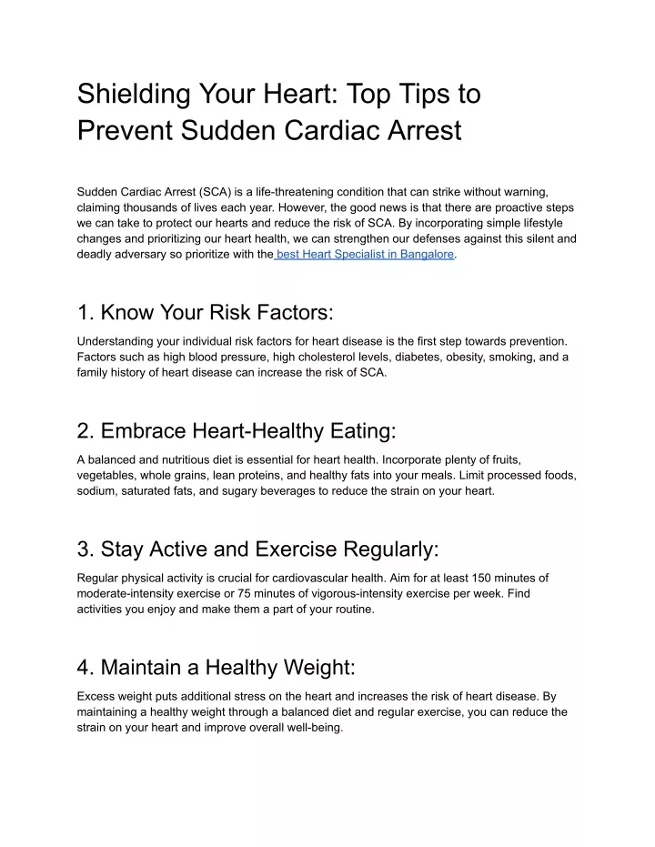 shielding your heart top tips to prevent sudden