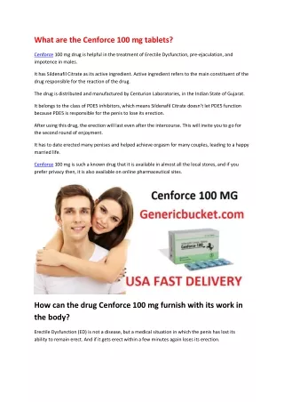 What are the Cenforce 100 mg tablets