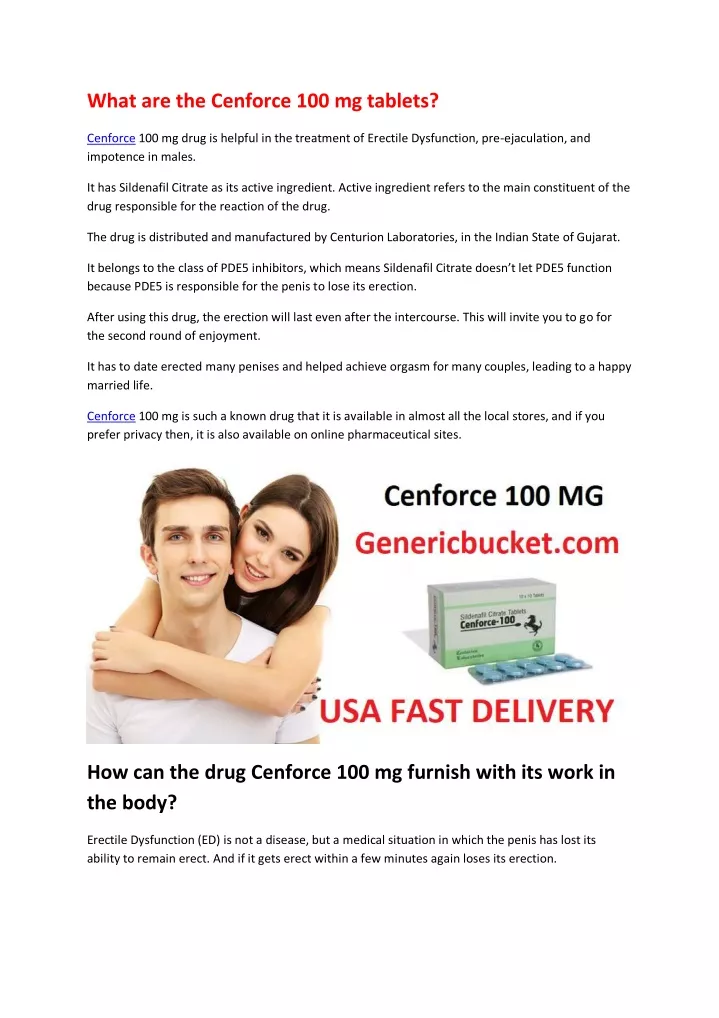 what are the cenforce 100 mg tablets