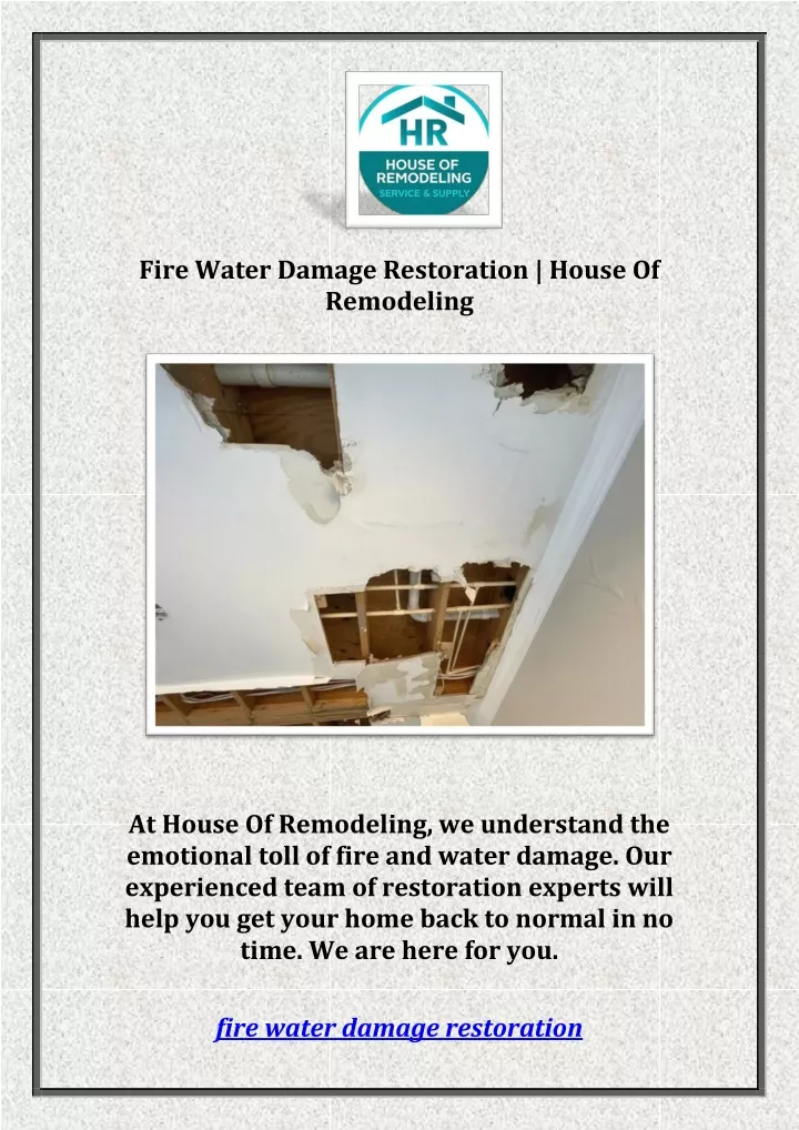 fire water damage restoration house of remodeling