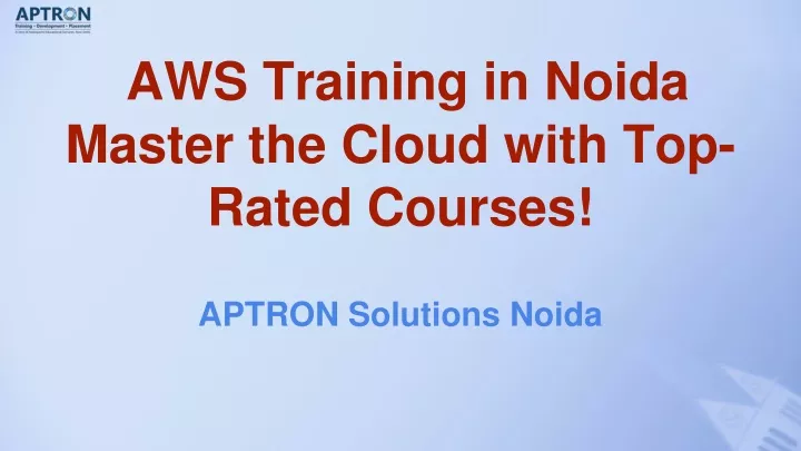 aws training in noida master the cloud with top rated courses