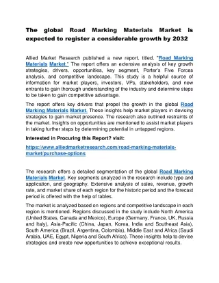 Road Marking Materials Market