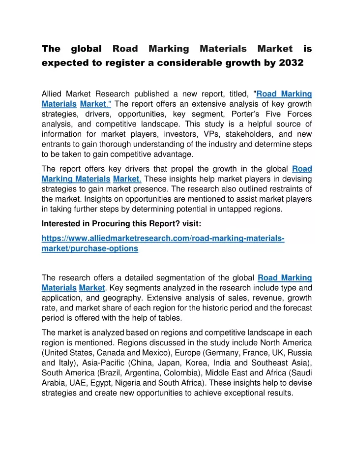 the global road marking materials market