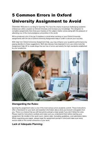 5 Common Errors in Oxford University Assignments to Avoid