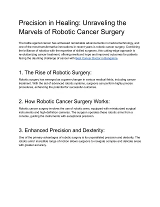 Precision in Healing_ Unraveling the Marvels of Robotic Cancer Surgery