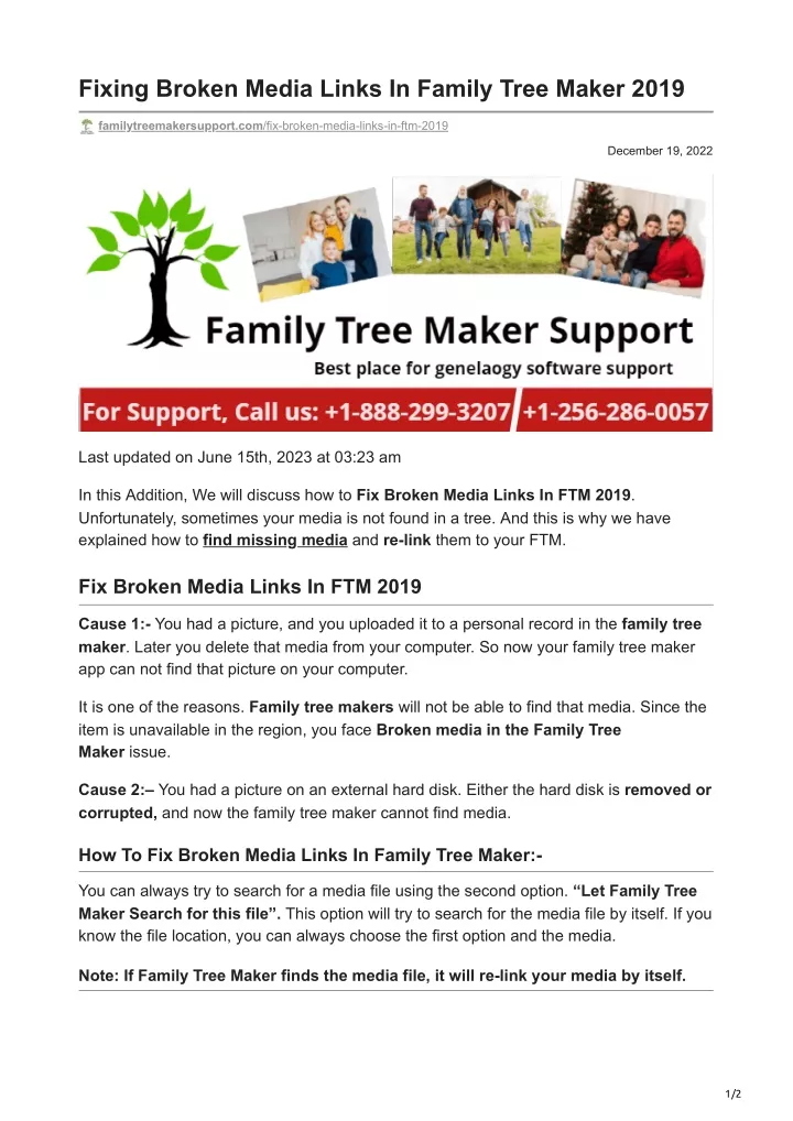 fixing broken media links in family tree maker