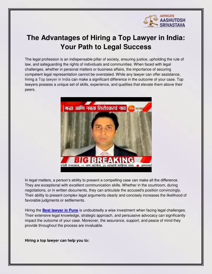 the advantages of hiring a top lawyer in india