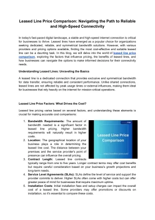 leased line price comparison navigating the path