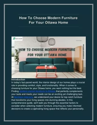 How to Choose Modern Furniture for Your Ottawa Home