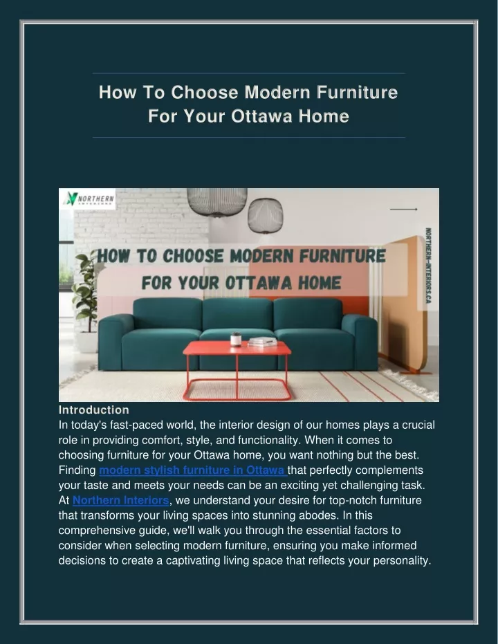 how to choose modern furniture for your ottawa